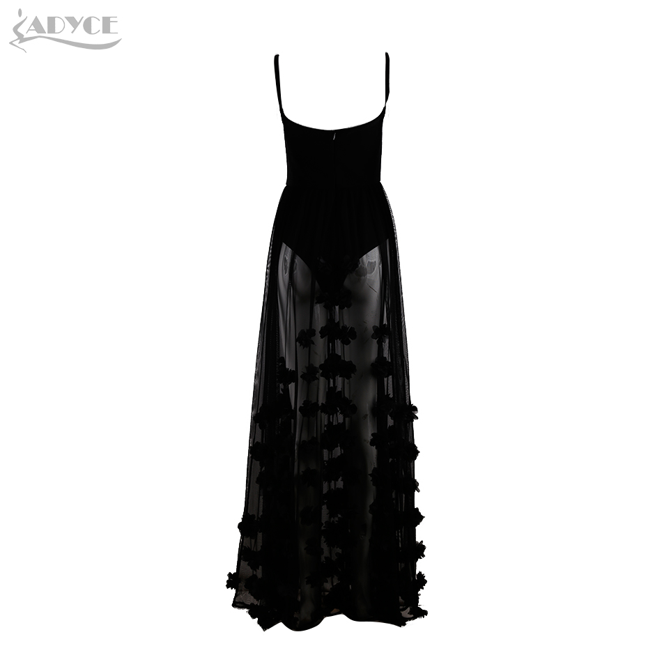  Summer Women Bandage Dress  New Arrivals Black Appliques Lace Sleeveless Spaghetti Strap Club Celebrity Party Dresses