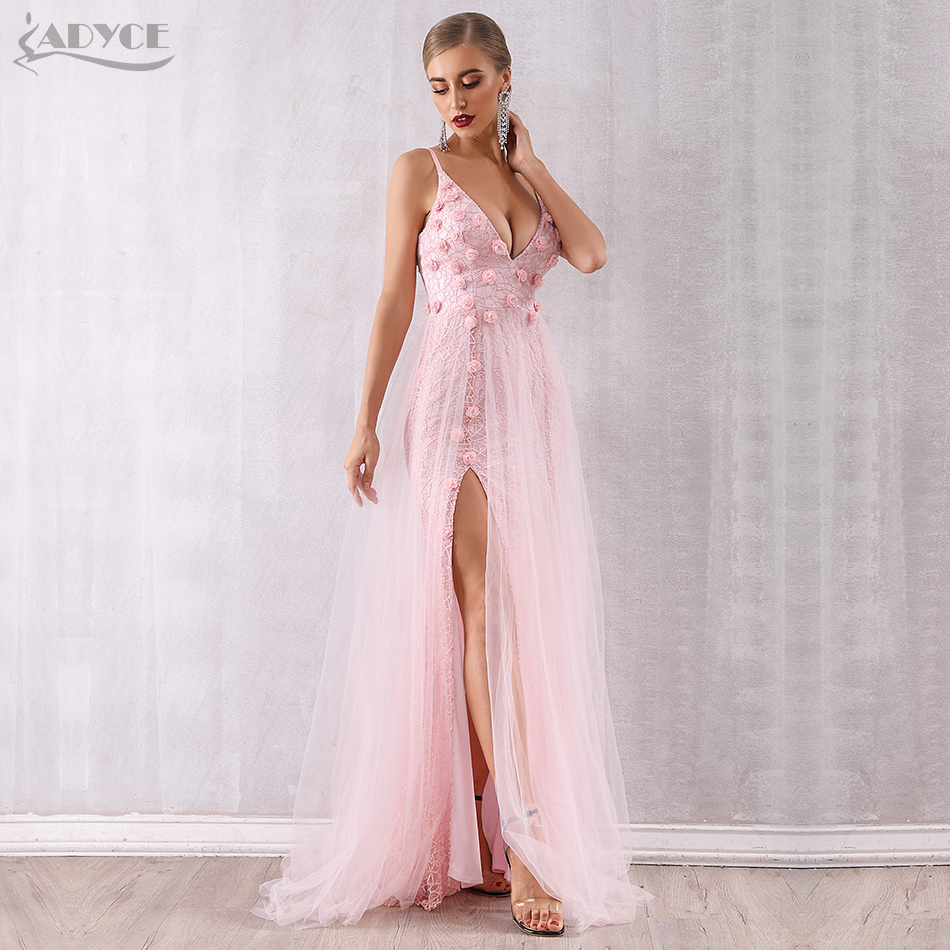   New Summer Women Pink Appliques Club Dress Sexy Lace Sleeveless Spapgetti Strap Celebrity Evening Party Dress Vestido