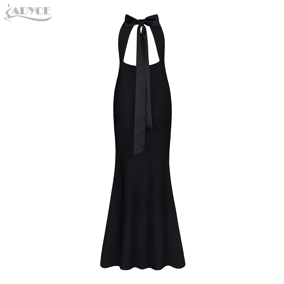   New Summer Women Bandage Dress Sexy Black Maxi Backless Club Dress Vestidos Elegant Halter Bow Celebrity Party Dress