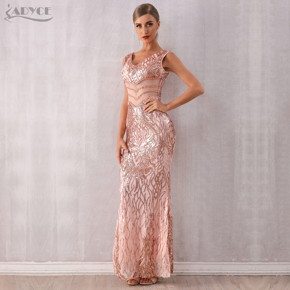   New Summer Luxury Sequined Celebrity Evening Runway Party Dress Sexy Sleeveless Lace Tank Hot Long Mermaid Club Dress