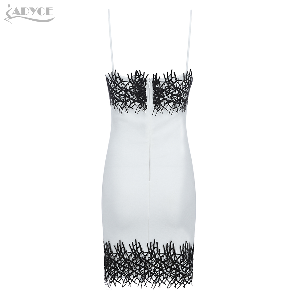   New Summer Spaghetti Strap Bodycon Club Bandage Dress Women Sexy Sleeveless Mini White Celebrity Evening Party Dress