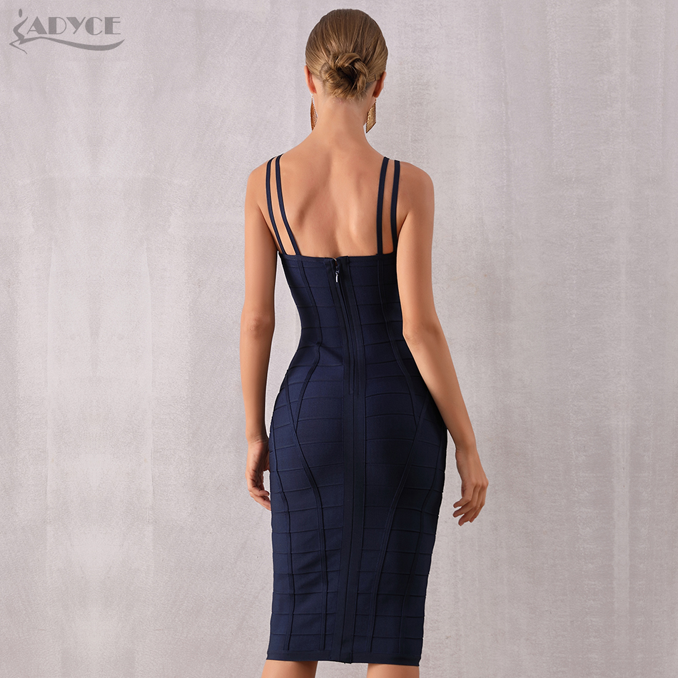   New Summer Bodycon Bandage Dress Women Blue Spaghetti Strap Sleeveless Celebrity Evening Runway Party Dress Vestidos