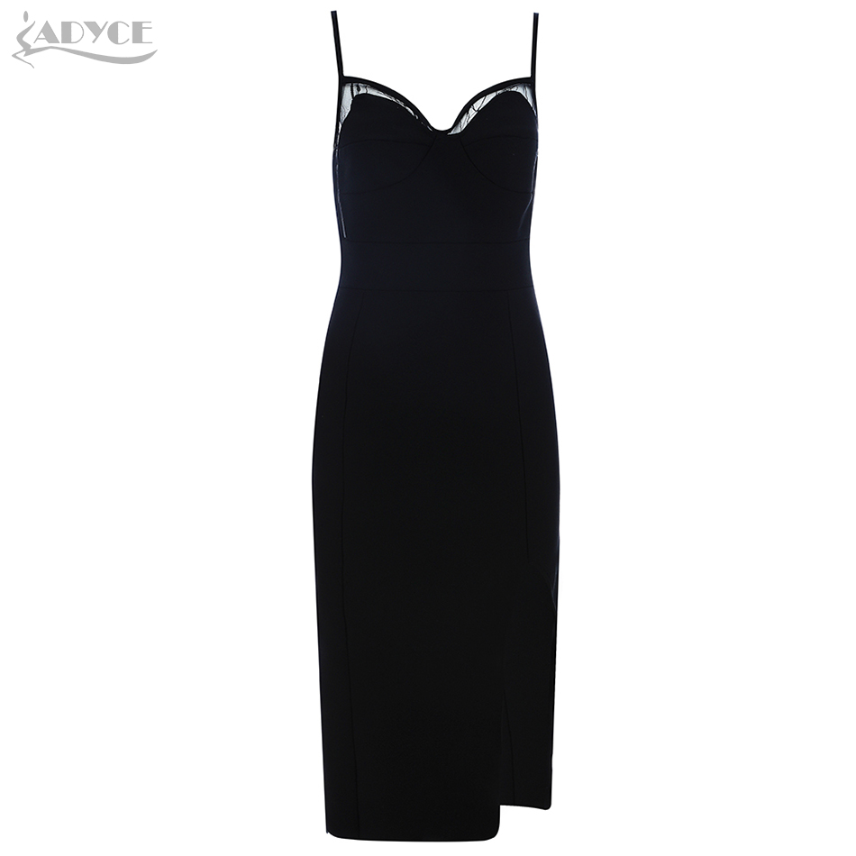   New Arrival Fashion Bodycon Bandage Dress Women Elegant Spaghetti Strap Sexy Lace Bodycon Runway Party Dress Vestidos