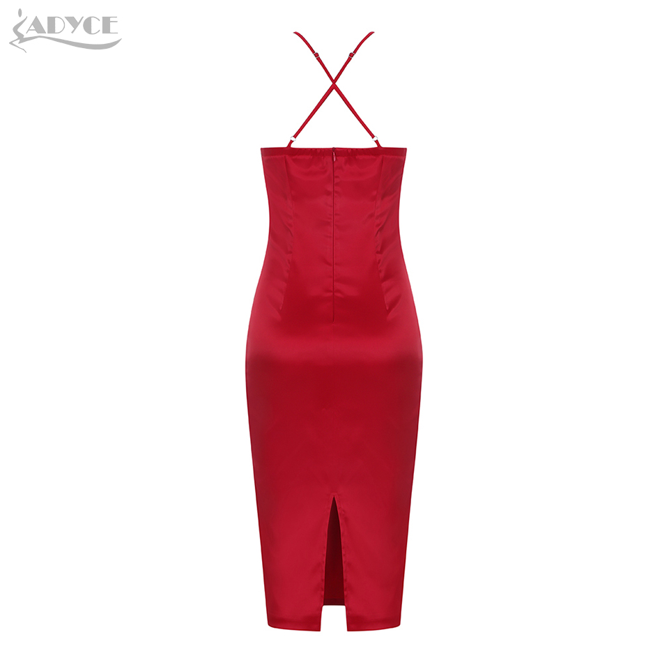   New Summer Red Bodycon Dress Women Vestido Sexy Spaghetti Strap Sleeveless Club Midi Celebrity Evening Party Dresses