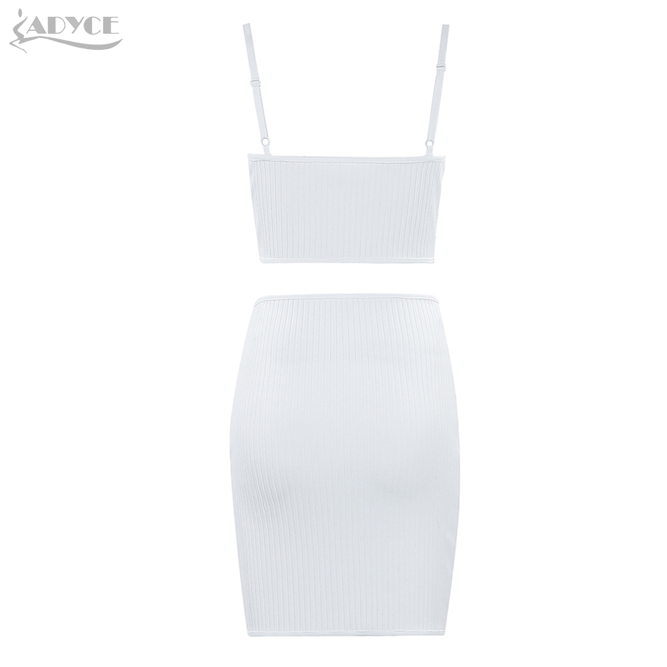   New Summer Women Bodycon Bandage 2 Two Pieces Sets Strapless Sleeveless Top Black White Celebrity Evening Party Sets