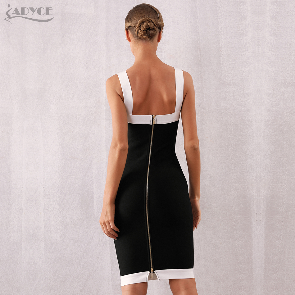   New Summer Women Bodycon Bandage Dress Vestido Elegant Spaghetti Strap Striped Black Club Dress Celebrity Party Dress