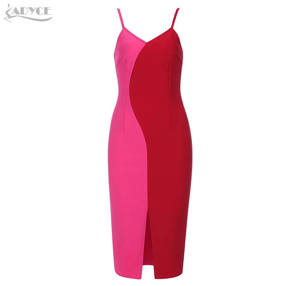   New Summer Women Bodycon Bandage Dress Vestido Elegant Red Spaghetti Strap Club Dress Sexy Celebrity Party Dress
