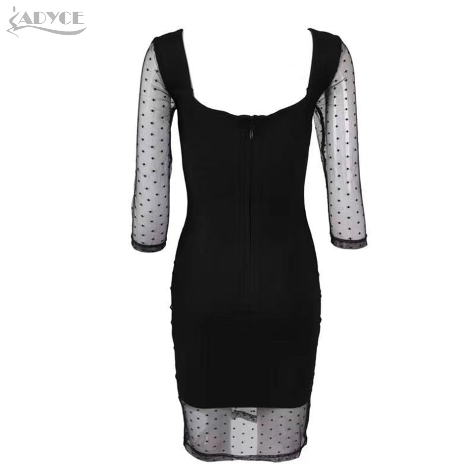   New Arrivals Lace Bodycon Club Bandage Dress Vestidos Women Sexy Black Half Sleeve Dot Celebrity Evening Party Dress