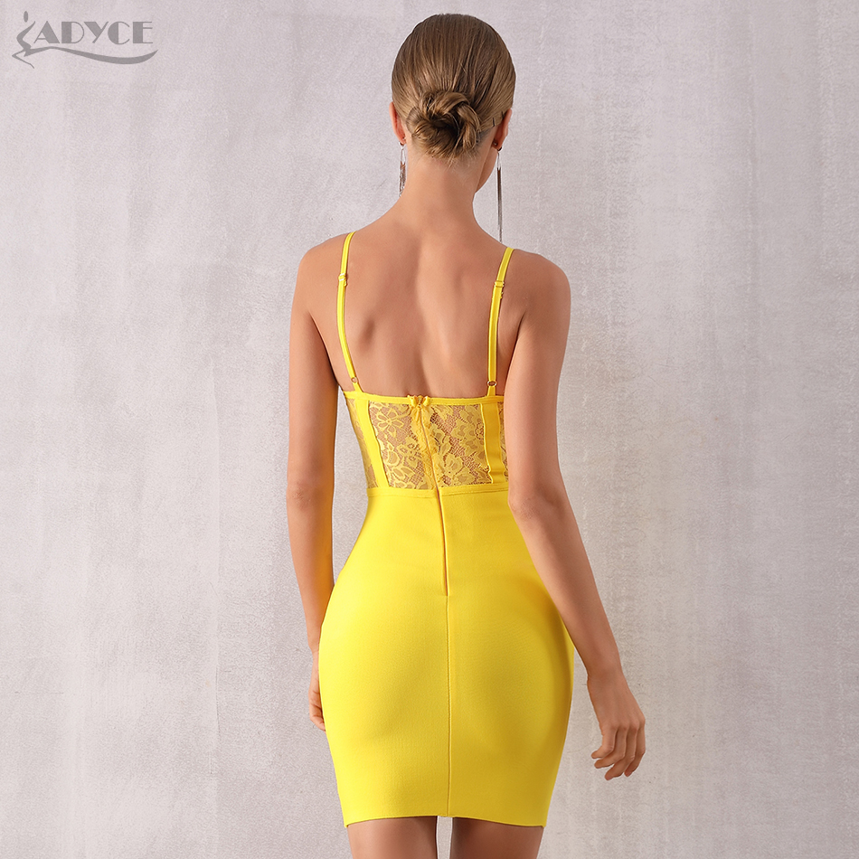   New Summer Lace Bodycon Club Bandage Dress Sexy Sleeveless Spaghetti Strap Mini Celebrity Evening Party Dress Vestido