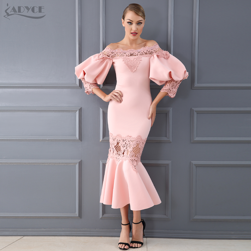  Celebrity Evening Party Dress Women Vestido  New Summer Sexy Flare Sleeve Lace Hollow Out Clubwears Off-Shoulder Dress